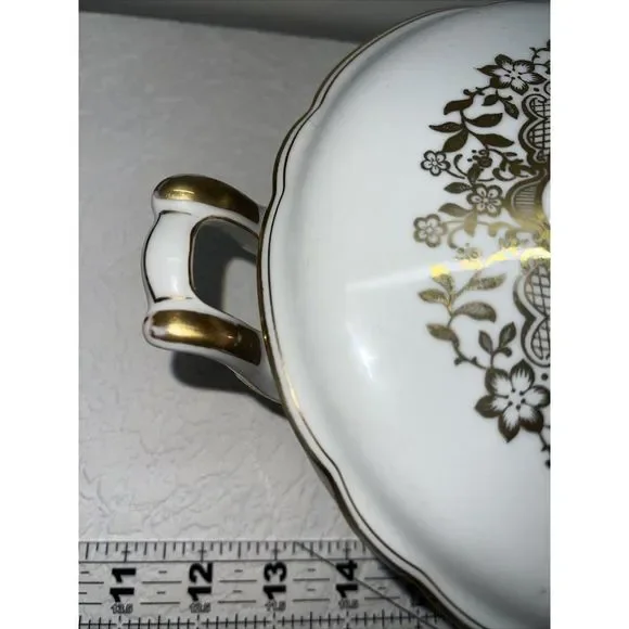 Lot Is 2 Bavaria Schirnding Serving Bowl with Lid #39 Floral White & Gold